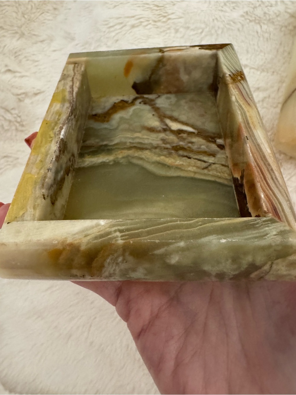 Cream Onyx Vanity Tray and Accessories Set - Neutral Stone Finish - Picture 5 of 8